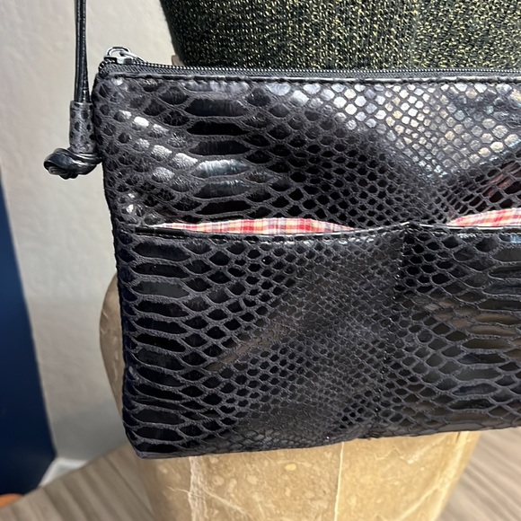 VTG BLACK LEATHER FAUX PYTHON BAGS BY PINKY BAG - Picture 3 of 16